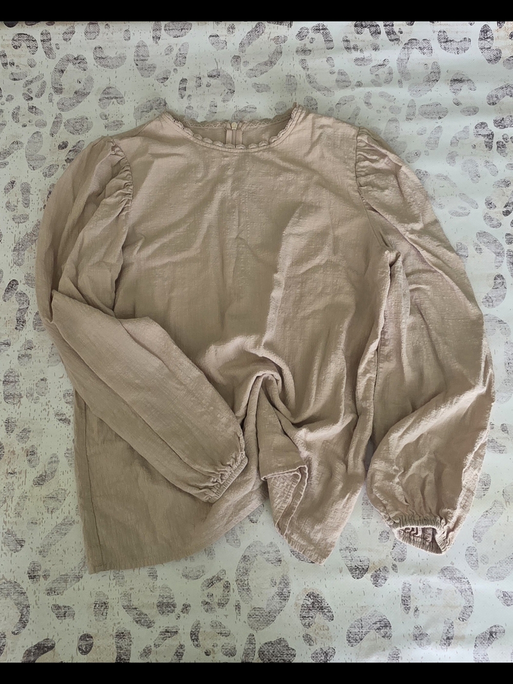 Soft Beige Long Sleeve Peasant Blouse